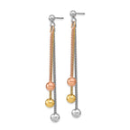 Leslie's Sterling Silver Rose & Yellow Gold-plated Post Dangle Earrings - Image 2