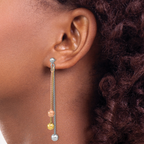 Leslie's Sterling Silver Rose & Yellow Gold-plated Post Dangle Earrings - Image 3