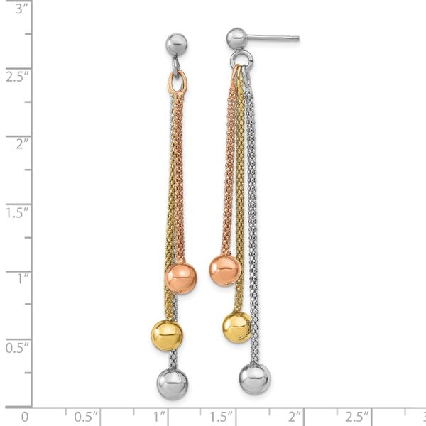 Leslie's Sterling Silver Rose & Yellow Gold-plated Post Dangle Earrings - Image 4