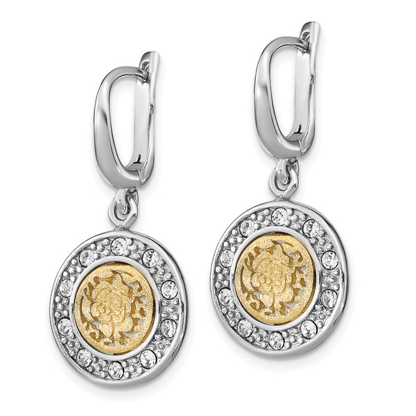 Leslie's Sterling Silver Rhod-plated Gold-tone Crystal Earrings - Image 2