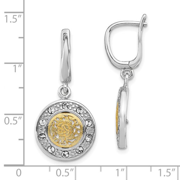 Leslie's Sterling Silver Rhod-plated Gold-tone Crystal Earrings - Image 4