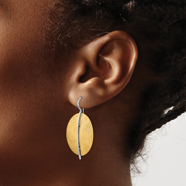 Leslie's Sterling Silver Radiant Essence Rhod-pl Gold-tone Dangle Earrings - Image 3