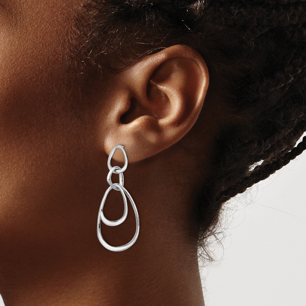 Leslie's Sterling Silver Rhodium-plated Polished Post Dangle Earrings - Image 3