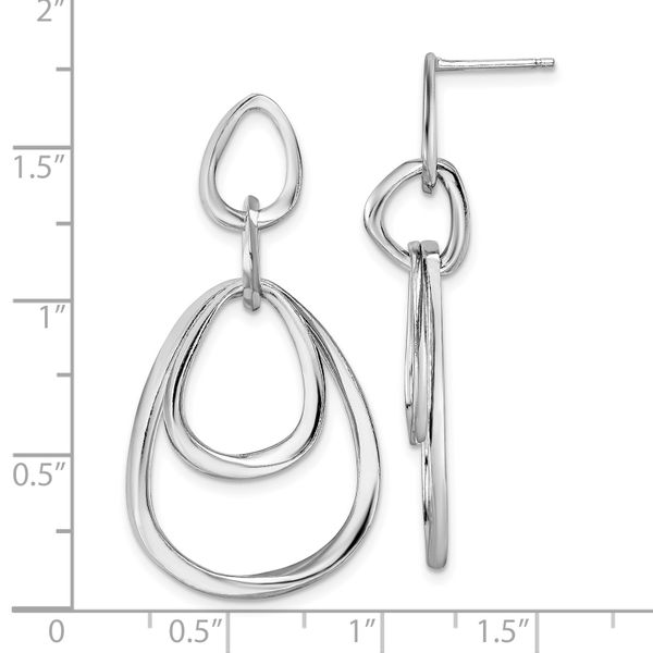 Leslie's Sterling Silver Rhodium-plated Polished Post Dangle Earrings - Image 4