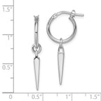 Leslie's Sterling Silver Rhodium-pl Hoop with Dangle Earrings - Image 4