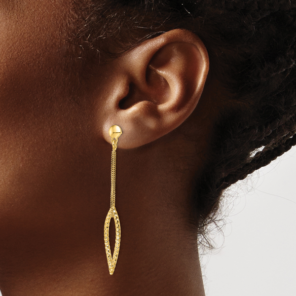 Leslie's Sterling Silver Gold-plated D/C Post Dangle Earrings - Image 3