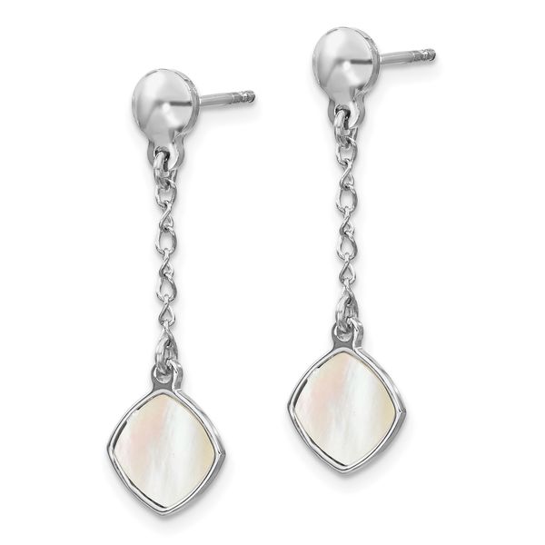 Leslie's Sterling Silver Rhodium-plated Mother of Pearl Post Dangle Earring - Image 2
