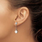 Leslie's Sterling Silver Rhodium-plated Mother of Pearl Post Dangle Earring - Image 3