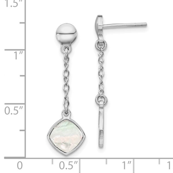 Leslie's Sterling Silver Rhodium-plated Mother of Pearl Post Dangle Earring - Image 4
