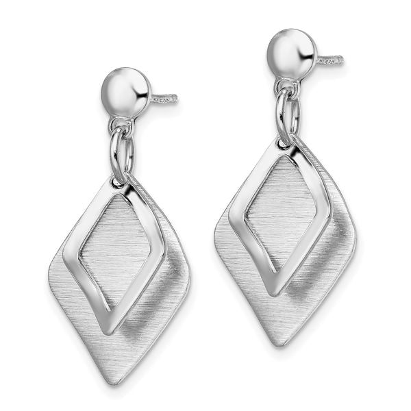 Leslie's Sterling Silver Radiant Essence Rho-pla Brush Post Dangle Earrings - Image 2