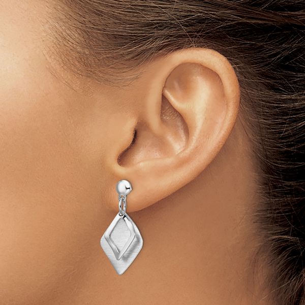 Leslie's Sterling Silver Radiant Essence Rho-pla Brush Post Dangle Earrings - Image 3