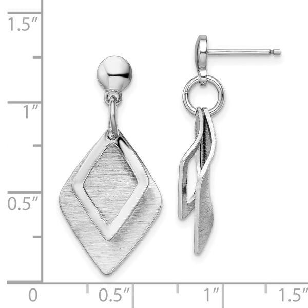 Leslie's Sterling Silver Radiant Essence Rho-pla Brush Post Dangle Earrings - Image 4