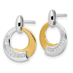 Leslie's Sterling Silver Rh-p and Gold-plated CZ Brushed Dangle Earrings - Image 2