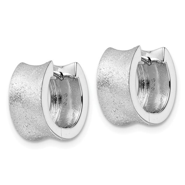 Leslie's Sterling Silver Rhod-plated D/C Brushed Huggie Hoop Earrings - Image 2