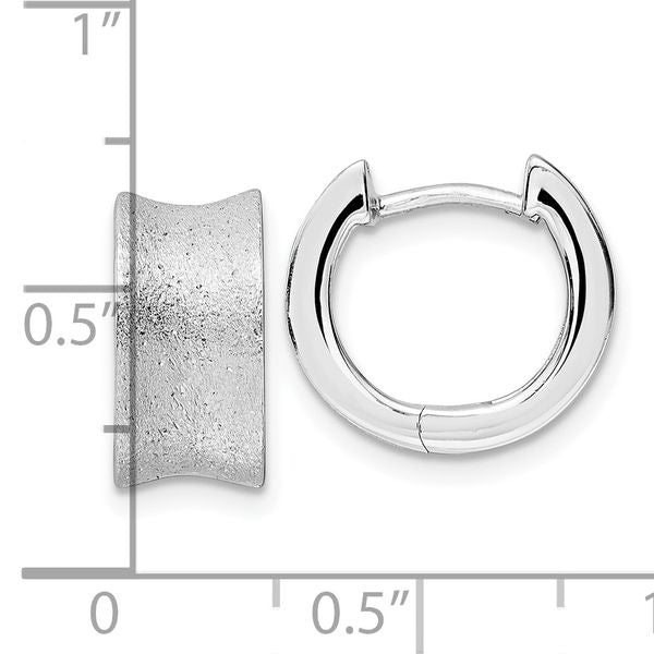 Leslie's Sterling Silver Rhod-plated D/C Brushed Huggie Hoop Earrings - Image 4