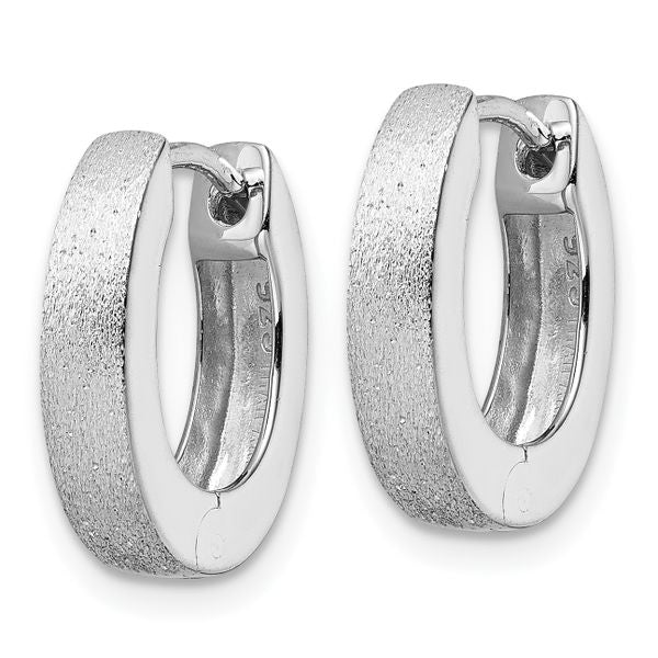 Leslie's Radiant Essence SS Rhod-plated D/C Brushed Oval Hoop Earrings - Image 2