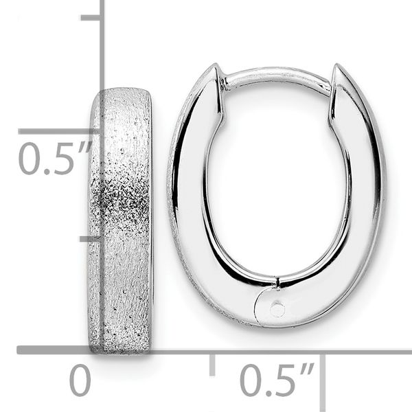 Leslie's Radiant Essence SS Rhod-plated D/C Brushed Oval Hoop Earrings - Image 4