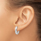 Leslie's Sterling Silver Rhod-plated D/C Brushed Oval Hoop Earrings - Image 3
