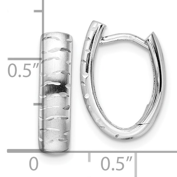 Leslie's Sterling Silver Rhod-plated D/C Brushed Oval Hoop Earrings - Image 4