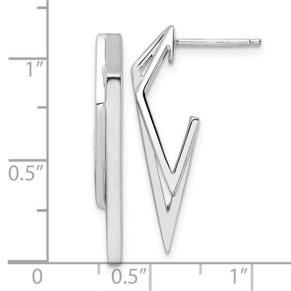 Leslie's Sterling Silver Rhod-plated Polished and Brushed Dangle Earrings - Image 4