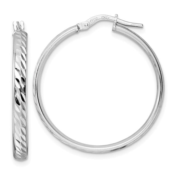 Leslie's Sterling Silver Rhod-plated Polished D/C Hoop Earrings