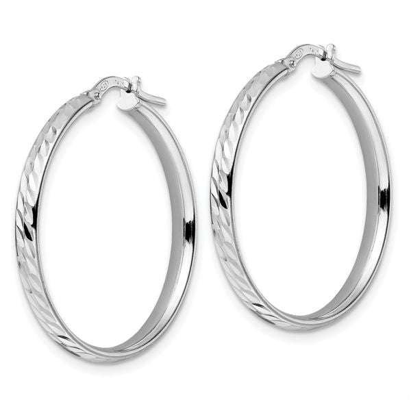 Leslie's Sterling Silver Rhod-plated Polished D/C Hoop Earrings - Image 2