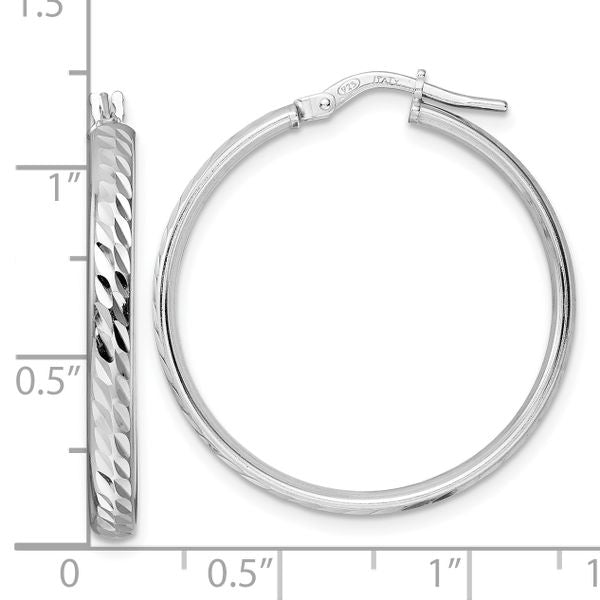 Leslie's Sterling Silver Rhod-plated Polished D/C Hoop Earrings - Image 4