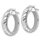 Leslie's Sterling Silver Rhod-plated Polished Textured Hoop Earrings - Image 2