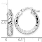 Leslie's Sterling Silver Rhod-plated Polished Textured Hoop Earrings - Image 4
