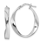 Leslie's Sterling Silver Rhod-plated Polished Oval Twisted Hoop Earrings
