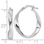 Leslie's Sterling Silver Rhod-plated Polished Oval Twisted Hoop Earrings - Image 4