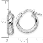 Leslie's Sterling Silver Rhod-plated Polished Textured Hoop Earrings - Image 4