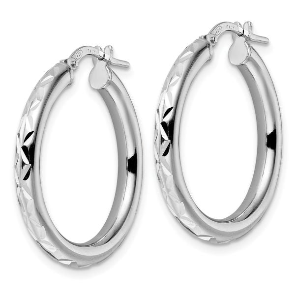 Leslie's Sterling Silver Rhod-plated Polished D/C Hoop Earrings - Image 2