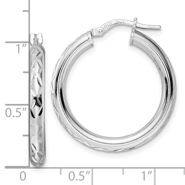 Leslie's Sterling Silver Rhod-plated Polished D/C Hoop Earrings - Image 4