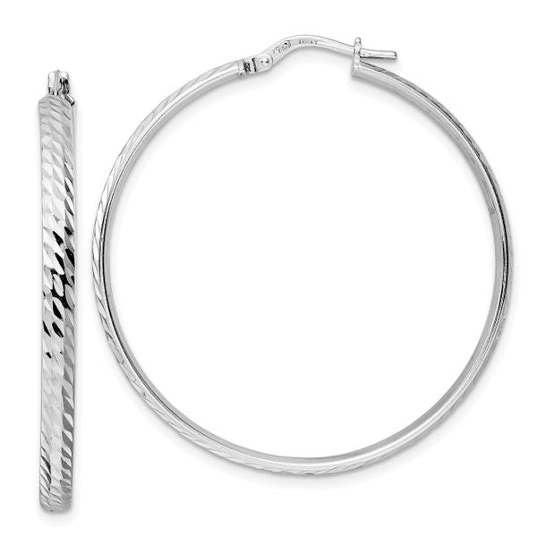Leslie's Sterling Silver Rhod-plated Polished D/C Hoop Earrings