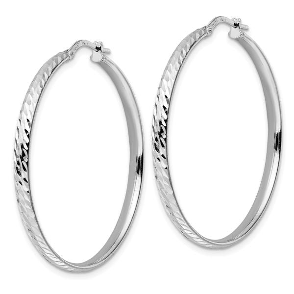 Leslie's Sterling Silver Rhod-plated Polished D/C Hoop Earrings - Image 2