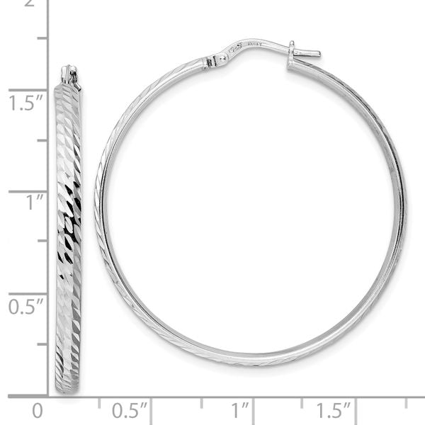 Leslie's Sterling Silver Rhod-plated Polished D/C Hoop Earrings - Image 4
