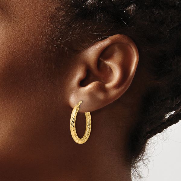 Leslie's Sterling Silver Gold-Tone Polished D/C Hoop Earrings - Image 3