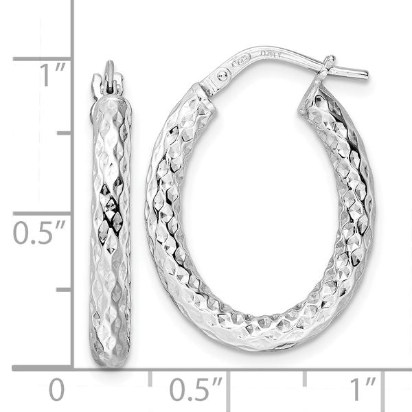 Leslie's Sterling Silver Rhod-plated Polished D/C Hoop Earrings - Image 4