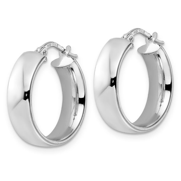 Leslie's Sterling Silver Rhod-plated Polished Hoop Earrings - Image 2