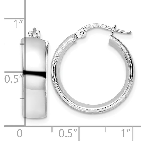 Leslie's Sterling Silver Rhod-plated Polished Hoop Earrings - Image 4