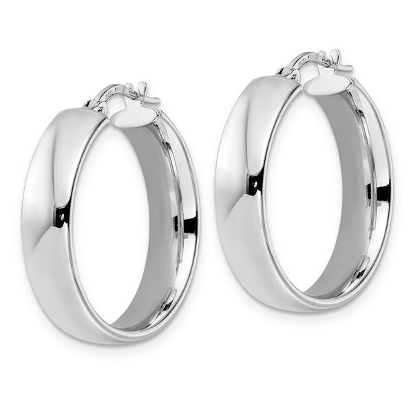 Leslie's Sterling Silver Rhod-plated Polished Hoop Earrings - Image 2