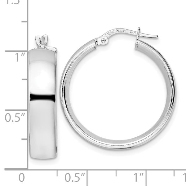 Leslie's Sterling Silver Rhod-plated Polished Hoop Earrings - Image 4