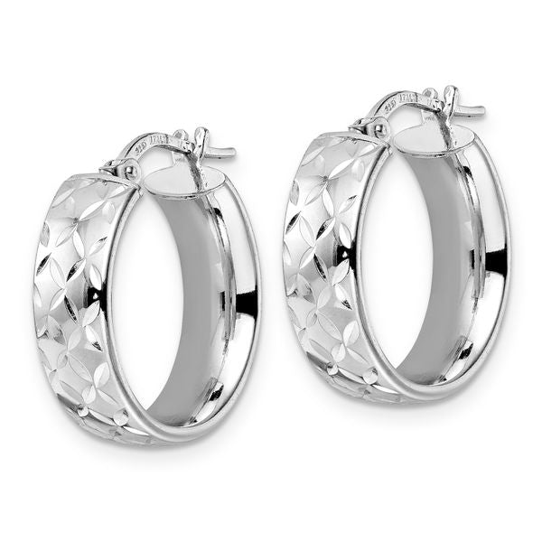 Leslie's Sterling Silver Rhod-plated Polished D/C Hoop Earrings - Image 2