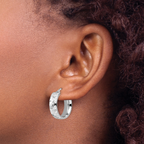 Leslie's Sterling Silver Rhod-plated Polished D/C Hoop Earrings - Image 3
