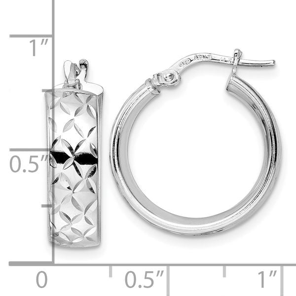 Leslie's Sterling Silver Rhod-plated Polished D/C Hoop Earrings - Image 4