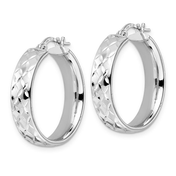 Leslie's Sterling Silver Rhod-plated Polished D/C Hoop Earrings - Image 2