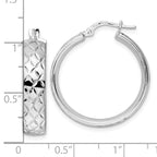 Leslie's Sterling Silver Rhod-plated Polished D/C Hoop Earrings - Image 4