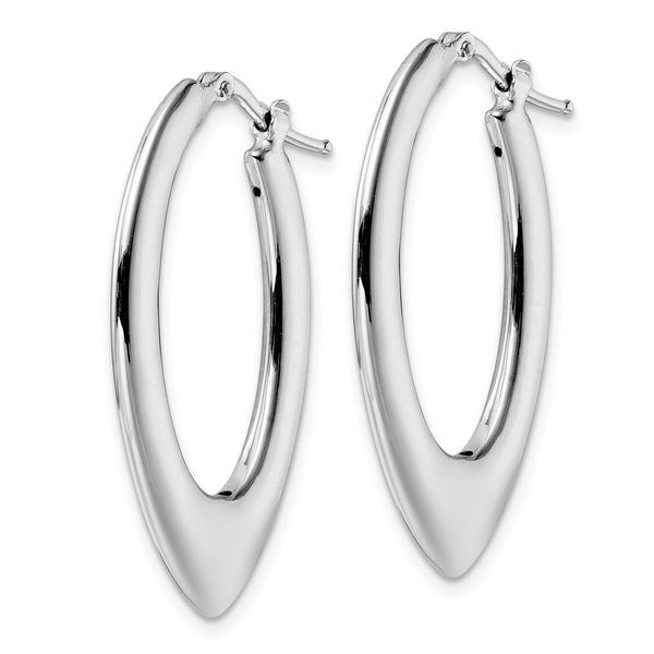 Leslie's Sterling Silver Rhod-plated Polished Oval Hoop Earrings - Image 2