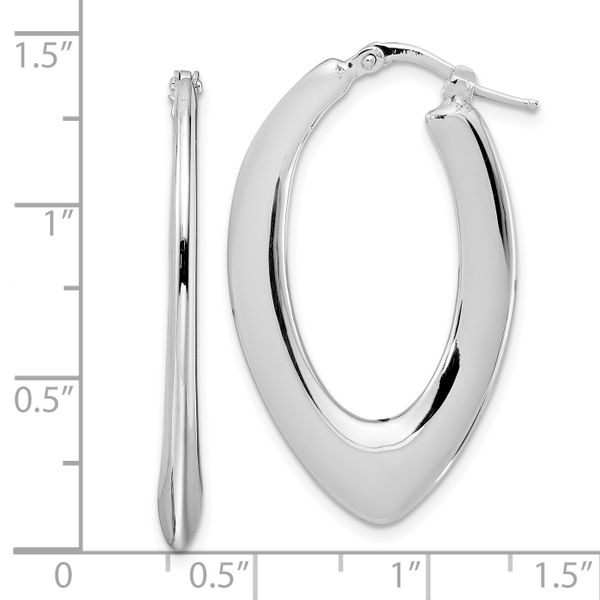 Leslie's Sterling Silver Rhod-plated Polished Oval Hoop Earrings - Image 4